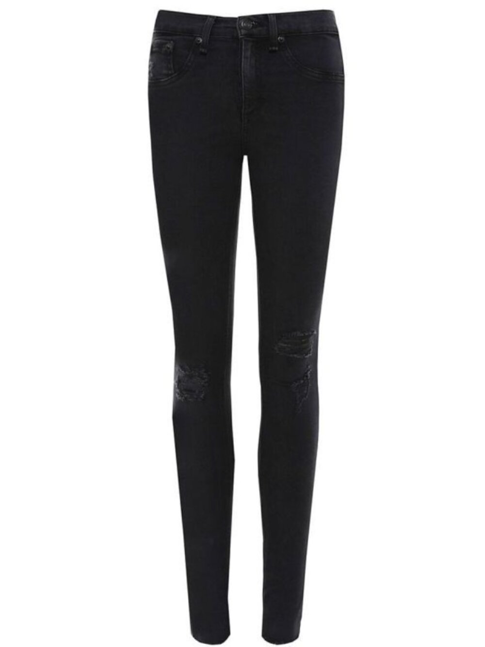 RAG & BONE High Rise Skinny Jeans Black Night Denim Wash sz 32 Women's